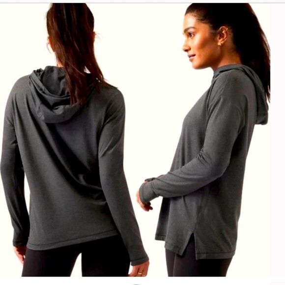 Athleta up-tempo II cordless hoodie dark gray sweatshirt size large - Picture 1 of 8